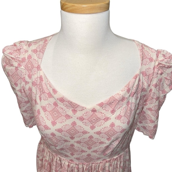 Radoss Women's Dress Size L Pink & Cream 50's Inspired Short Sleeve Knee Length - Picture 3 of 8